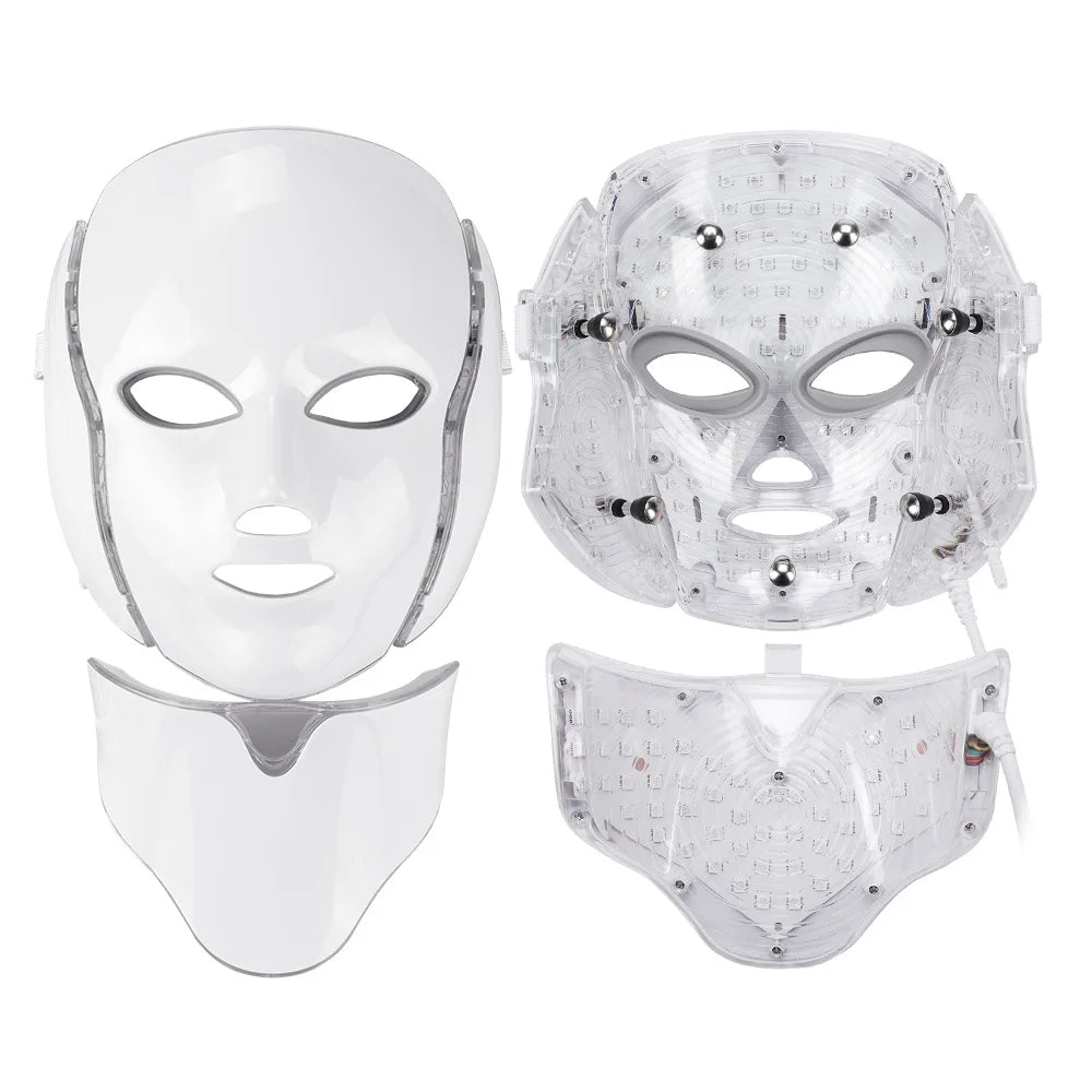 Air Bag 7-Color LED Facial Beauty Mask with Neck Treatment – Skin Rejuvenation, Whitening & Anti-Acne Therapy