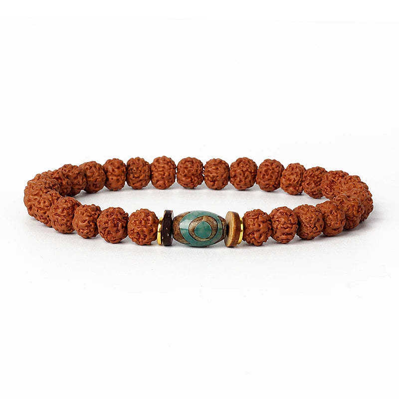 Royal Green Tiger Eye Vajra Bodhi Bracelet Original Rudraksha Meditation Beaded Bracelets Women Prayer Tibetan Buddhism Jewelry