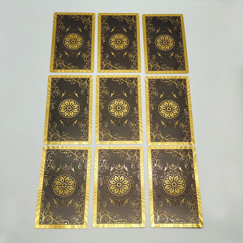 Gold Foil Waterproof Tarot Card Deck – Rose Pink PET Plastic Oracle Cards for Divination & Board Game Play