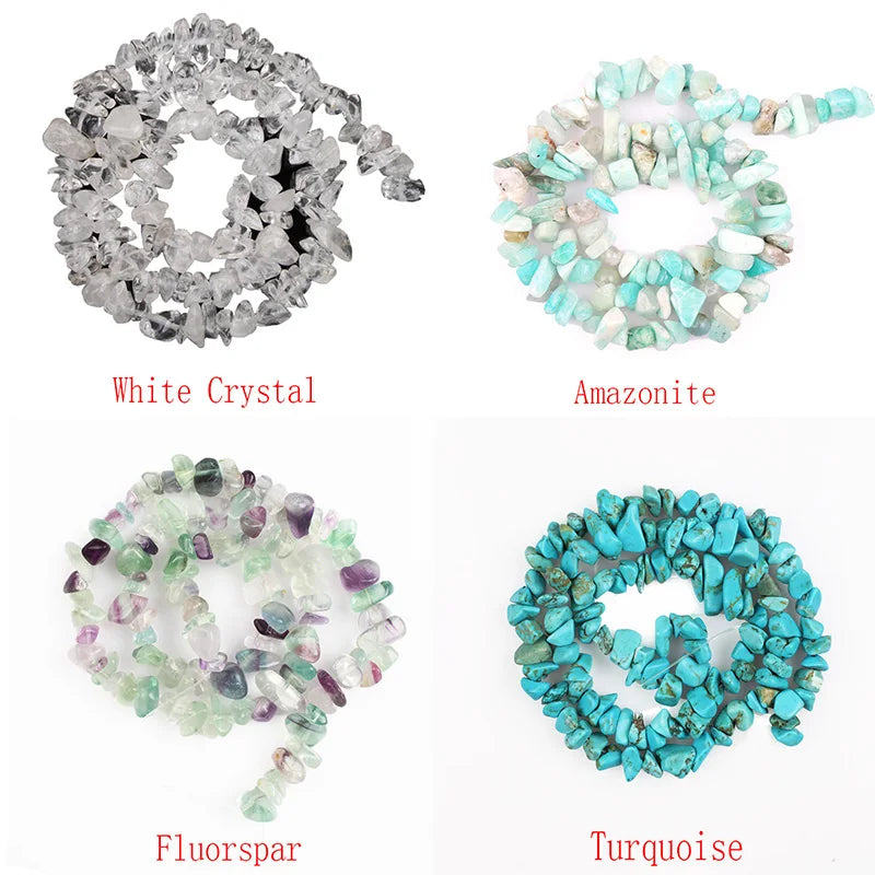 Natural Stone Chip Beads – 5-8mm Irregular Crystal Gravel for DIY Jewelry, 16-Inch (Model HK058)
