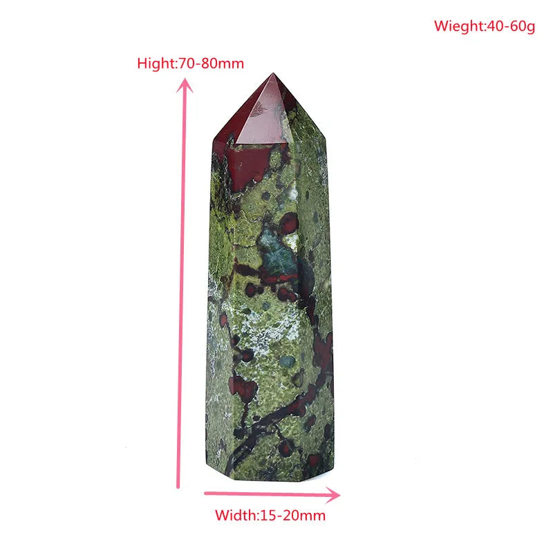 Natural Dragon Blood Stone Crystal Point – Reiki Healing Hexagonal Wand for Energy Work & Home