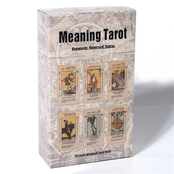 Antiqued 78-Card Set with Upright & Reversed Meanings - Beginner Tarot Deck with Keywords
