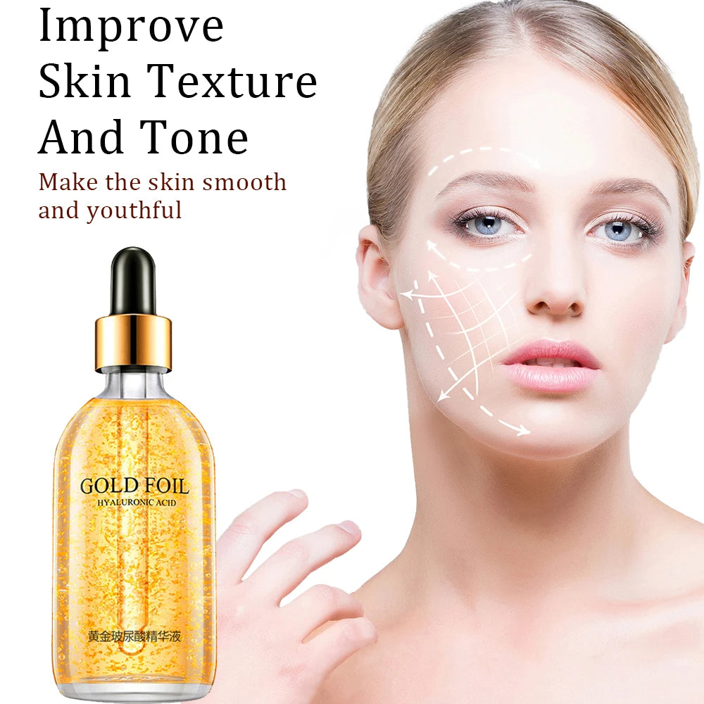 Gold Hyaluronic Acid & Nicotinamide Face Serum – Anti-Aging, Whitening & Collagen Boosting Skincare, 100ml 24K