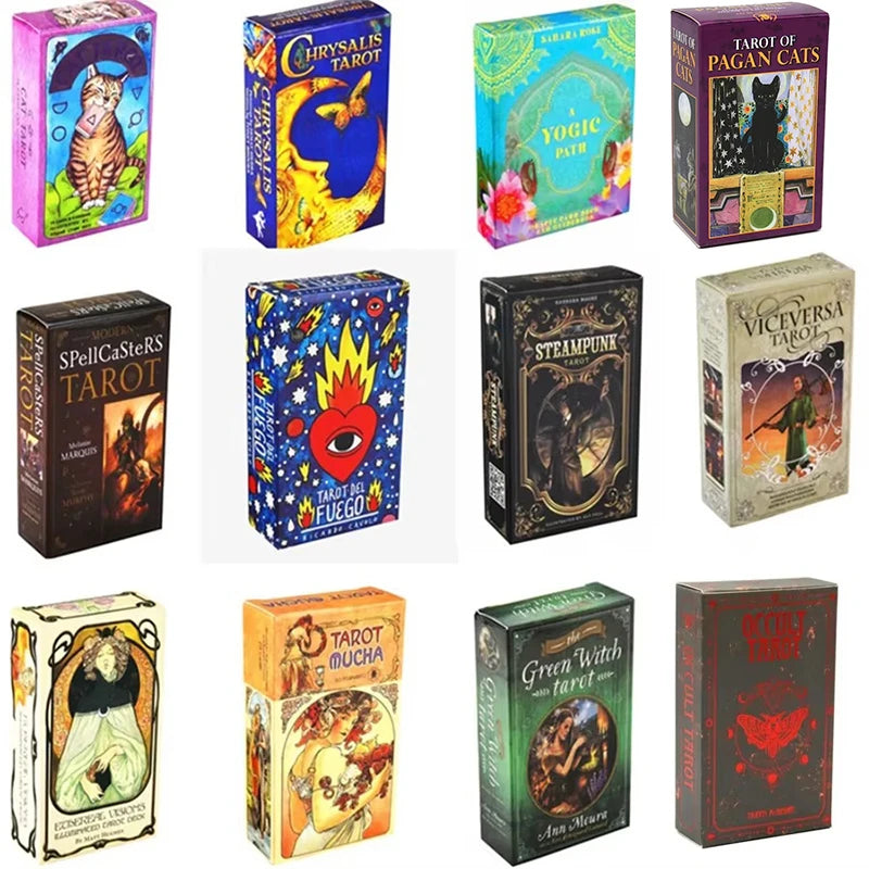 400-Style Tarot & Oracle Card Collection – Golden Art Nouveau Tarot Green Witch, Celtic, Steampunk & More