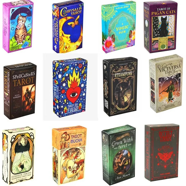 400-Style Tarot & Oracle Card Collection – Golden Art Nouveau Tarot Green Witch, Celtic, Steampunk & More
