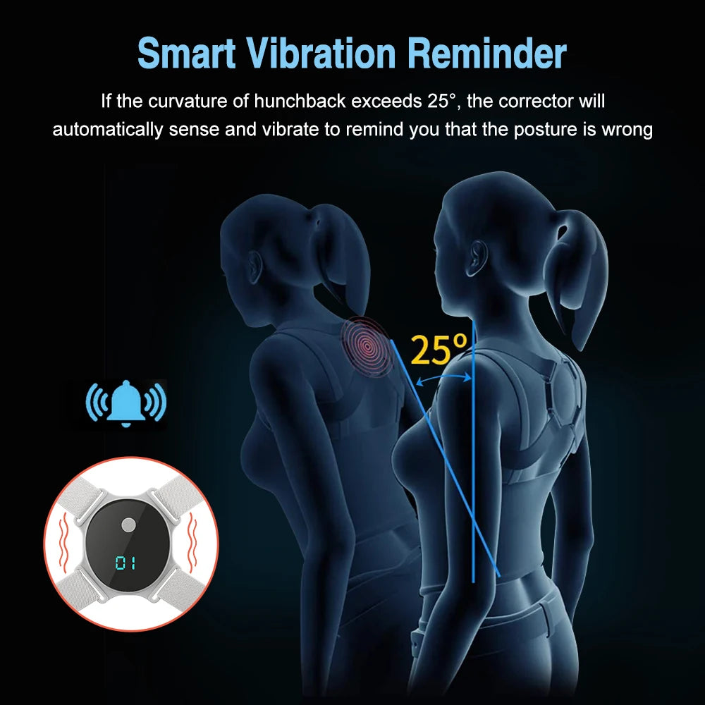 Smart Posture Corrector with LCD Display – Adjustable Back & Shoulder Support