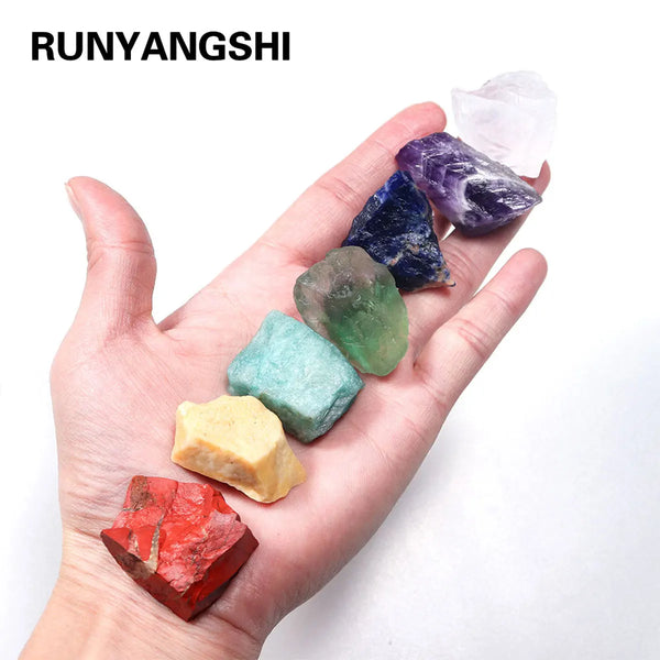 Natural Crystal Chakra Set – 7-Piece - Raw Healing Stones for Meditation & Energy Balance
