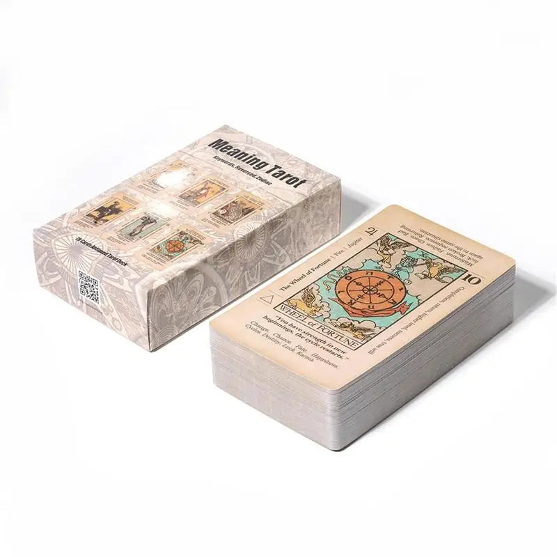 Antiqued 78-Card Set with Upright & Reversed Meanings - Beginner Tarot Deck with Keywords