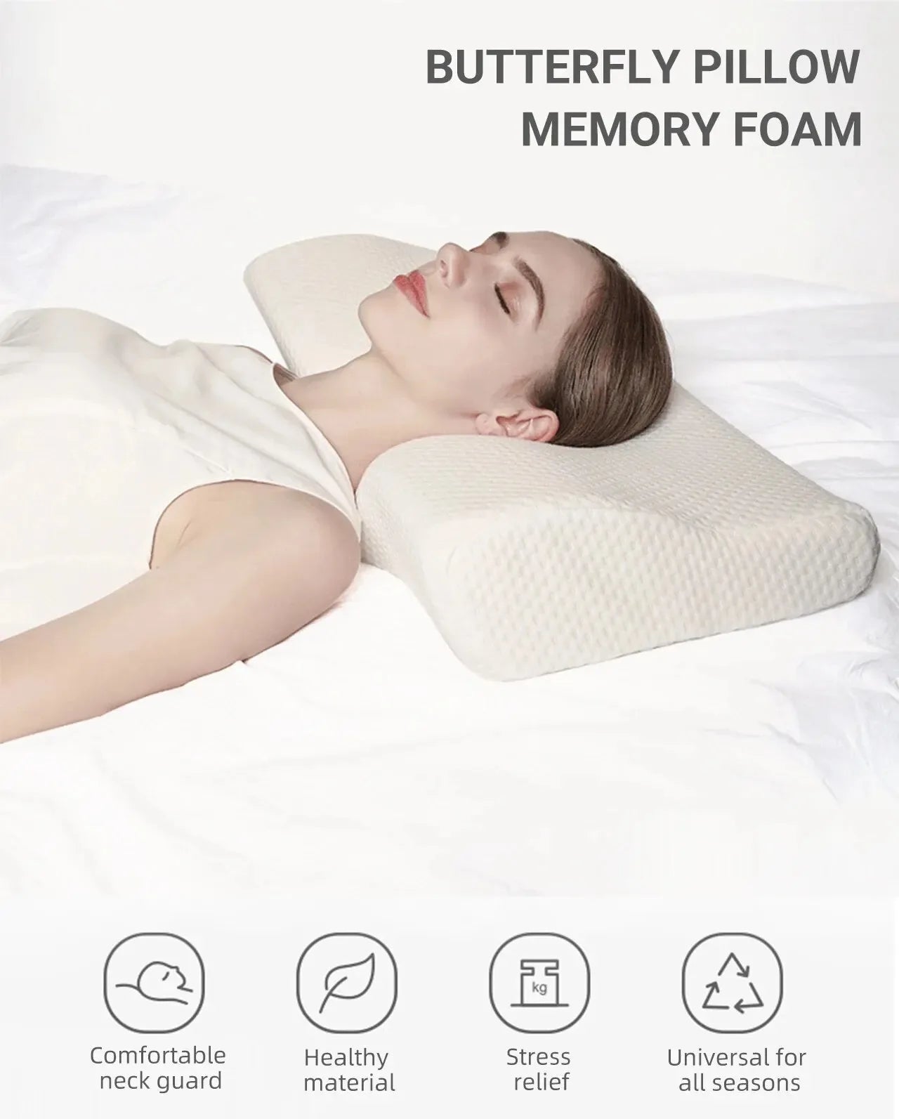 Orthopedic Memory Foam Butterfly Shaped Pillow – Neck Protection for Deep, Restful Sleep