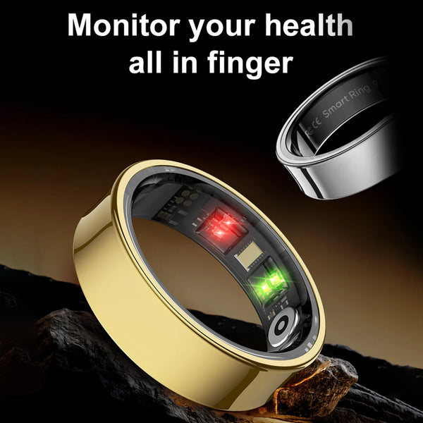 R09 Smart Ring Waterproof Sport Health Ring Heart Rate Blood Oxygen Sleep Monitoring with Charging Case for Xiaomi Samsung Phone