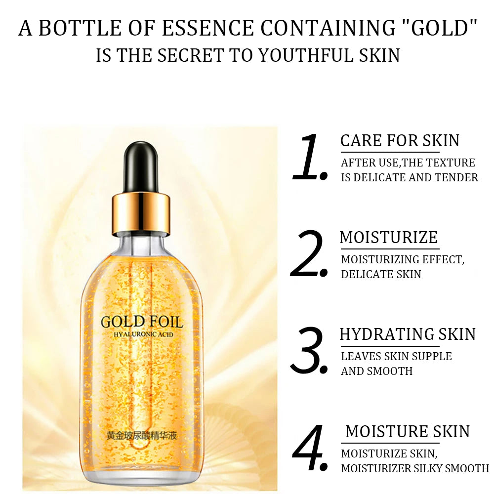 Gold Hyaluronic Acid & Nicotinamide Face Serum – Anti-Aging, Whitening & Collagen Boosting Skincare, 100ml 24K