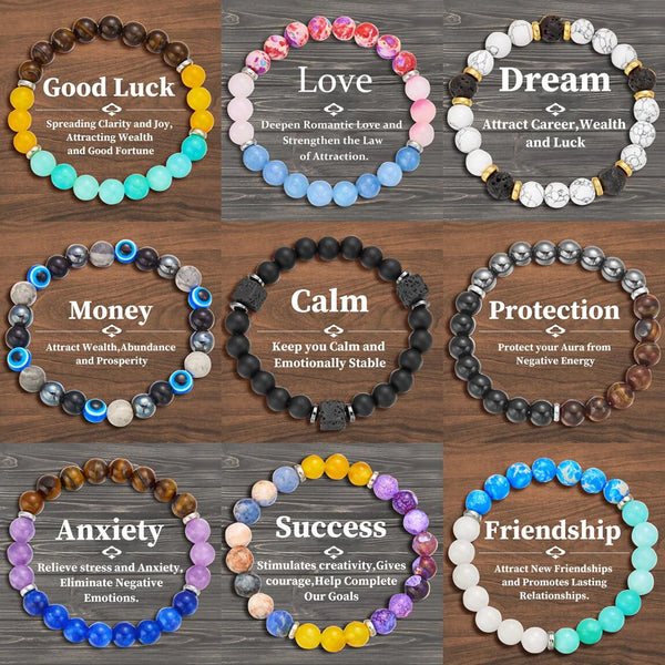 Natural Stone 7 Chakra Energy Bracelet – Good Luck & Protection Jewelry for Men and Women