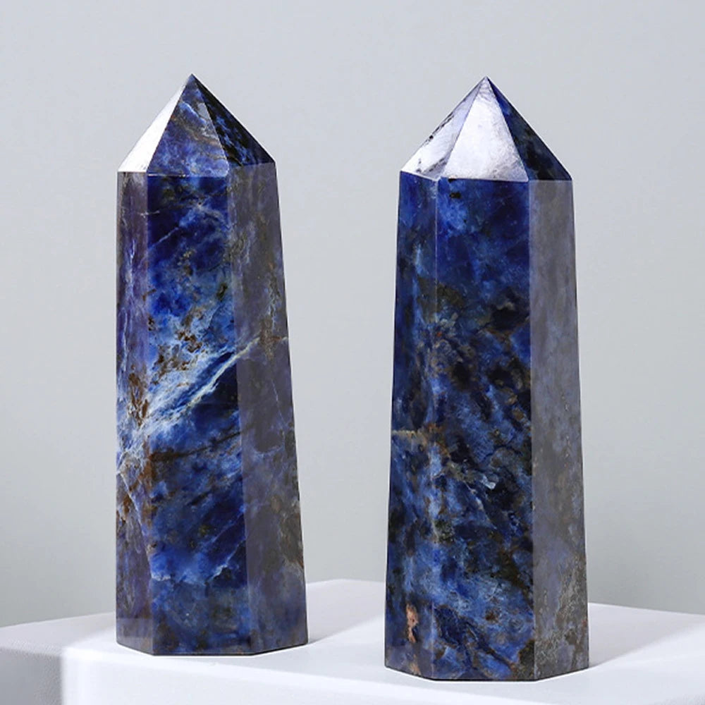 Natural Stone & Crystal Point Wand – Obelisk for Healing, Meditation & Decor