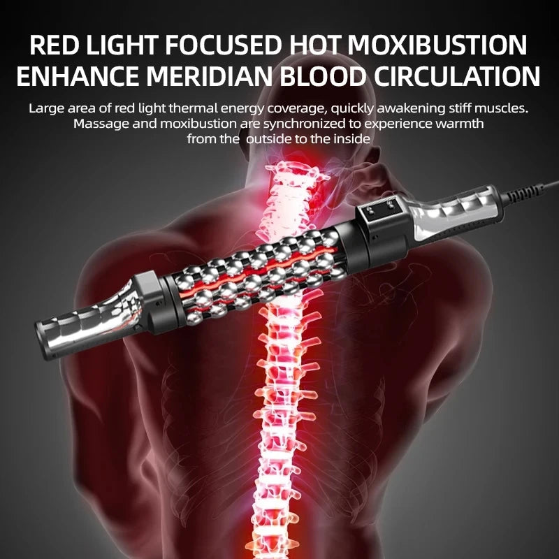 360° Rotating Red Light Heated Massage Roller – Full Body Anti-Cellulite & Muscle Relaxation Device