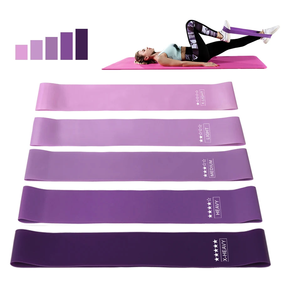 Resistance Loop Bands – Multi-Level Elastic Bands for Home Fitness, Set of 5, Pilates, Yoga & Strength Training