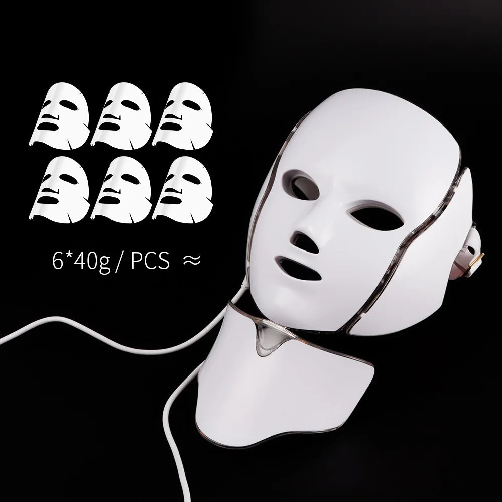 Air Bag 7-Color LED Facial Beauty Mask with Neck Treatment – Skin Rejuvenation, Whitening & Anti-Acne Therapy