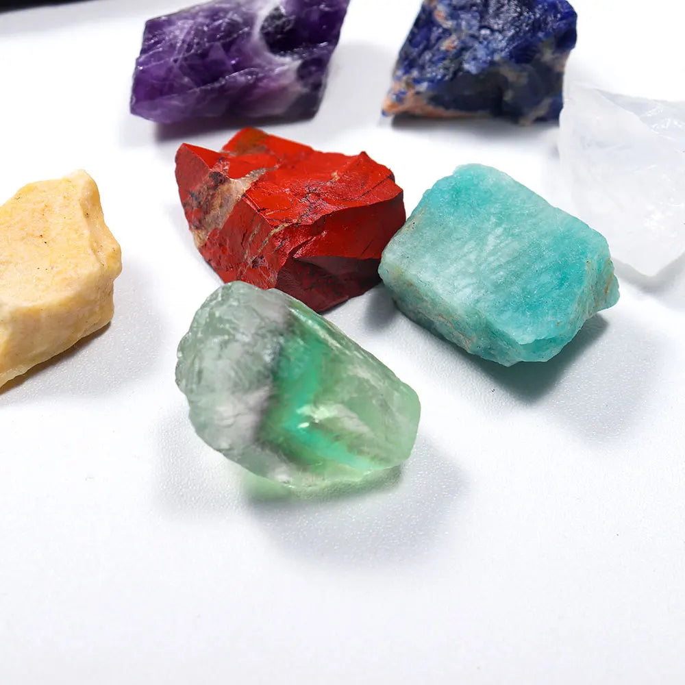 Natural Crystal Chakra Set – 7-Piece - Raw Healing Stones for Meditation & Energy Balance