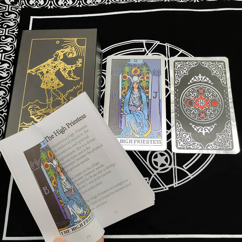 Gold Foil Waterproof Tarot Card Deck – Rose Pink PET Plastic Oracle Cards for Divination & Board Game Play
