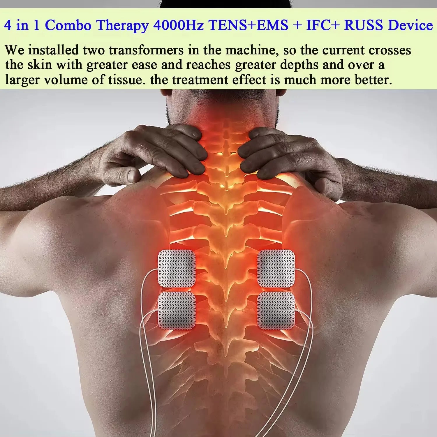 4-in-1 Electric Muscle Stimulator – EMS, IFT, RUSS, and TENS Pulse Physiotherapy Device