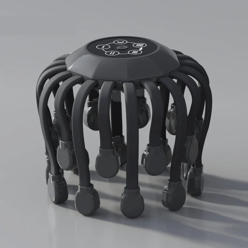 20-Head Red Light Scalp Massager – Electric Octopus Vibrator for Stress Relief & Migraine Support