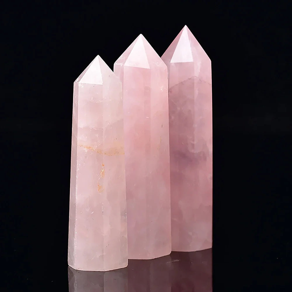 Natural Stone & Crystal Point Wand – Obelisk for Healing, Meditation & Decor