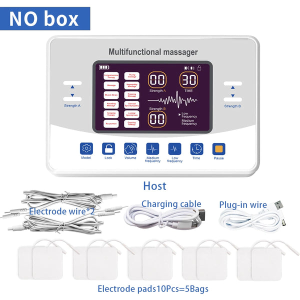 Muscle Stimulator TENS & EMS – Low Frequency Electronic Pulse Massager with Dual Channels & Touch Control - 12-Mode