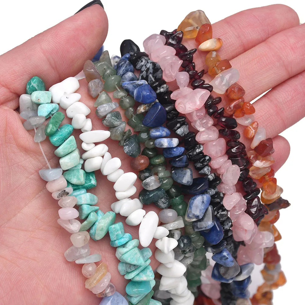 Natural Stone Chip Beads – 5-8mm Irregular Crystal Gravel for DIY Jewelry, 16-Inch (Model HK058)