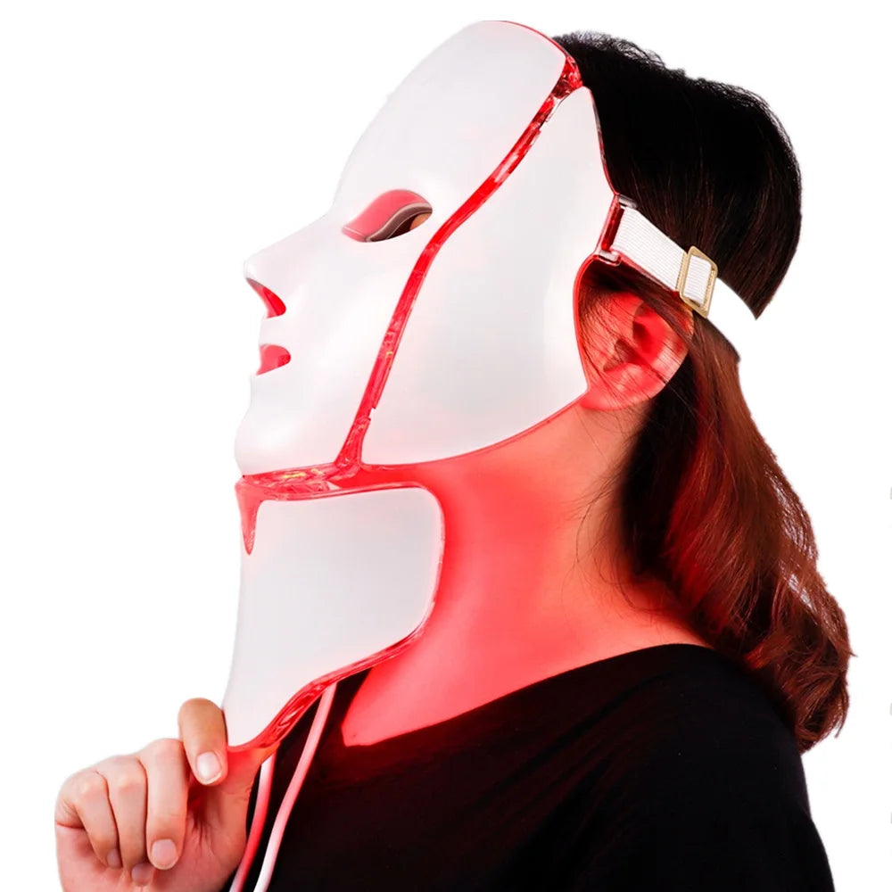 7 Colors Light LED Skin Care Facial Beauty Mask With Neck Skin Rejuvenation Treatment Beauty Anti Acne Therapy Whitening