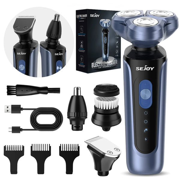 Sejoy Electric Razor for Men Foil Shaver with 3-Blade Edge Shaving Area, 7500 RPM High Speed Motor Digital Power Display Mens El