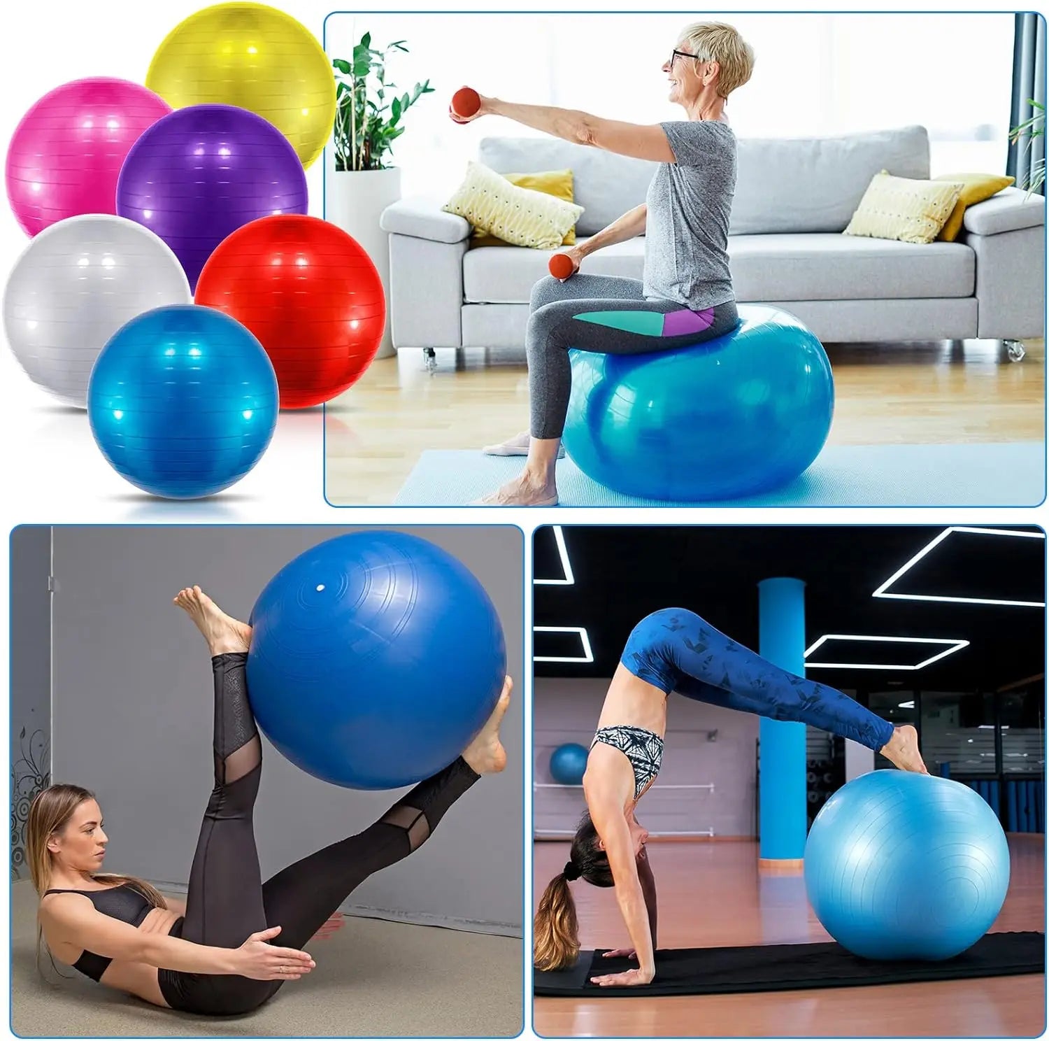 Exercise Yoga Ball – Balance Stability Swiss Ball for Home, Office & Gym