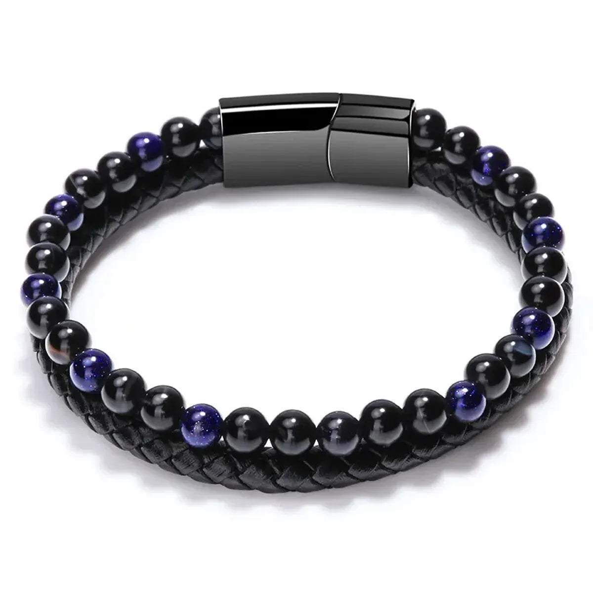Stainless Steel Tiger Eye & Lava Stone Bead Bracelet – Unisex Natural Energy Jewelry