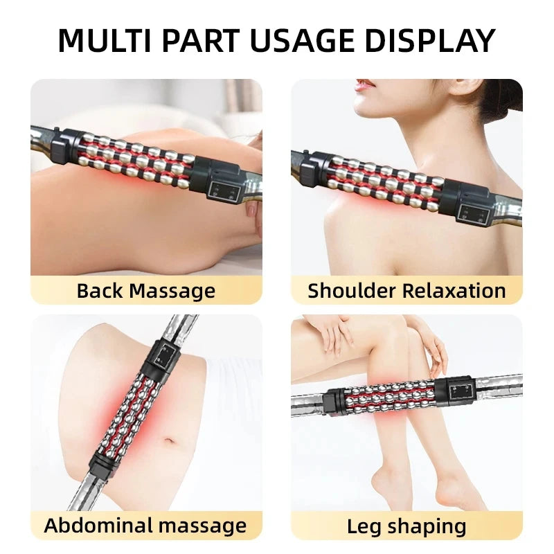 360° Rotating Red Light Heated Massage Roller – Full Body Anti-Cellulite & Muscle Relaxation Device