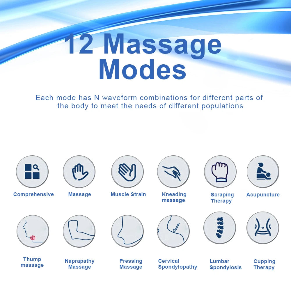 Muscle Stimulator TENS & EMS – Low Frequency Electronic Pulse Massager with Dual Channels & Touch Control - 12-Mode