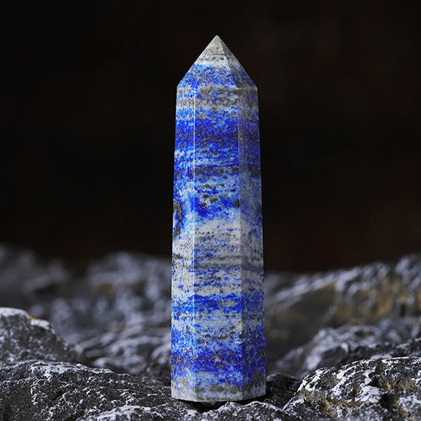Lapis Lazuli Single Pointed Hexagonal Crystal Tower – Natural Stone Prism for Healing & Home Decor