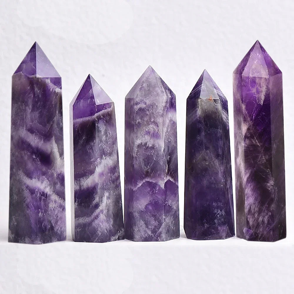 Natural Stone & Crystal Point Wand – Obelisk for Healing, Meditation & Decor