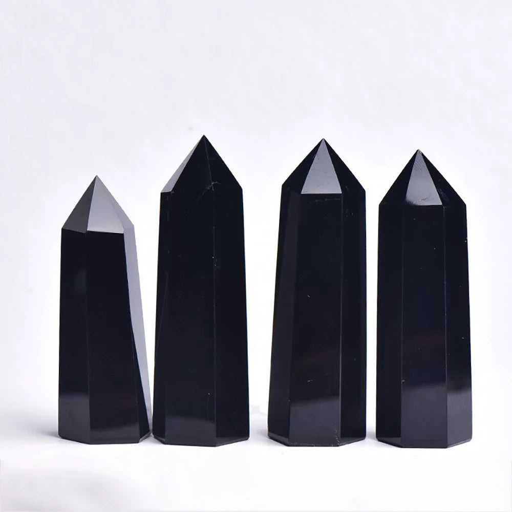 Natural Stone & Crystal Point Wand – Obelisk for Healing, Meditation & Decor
