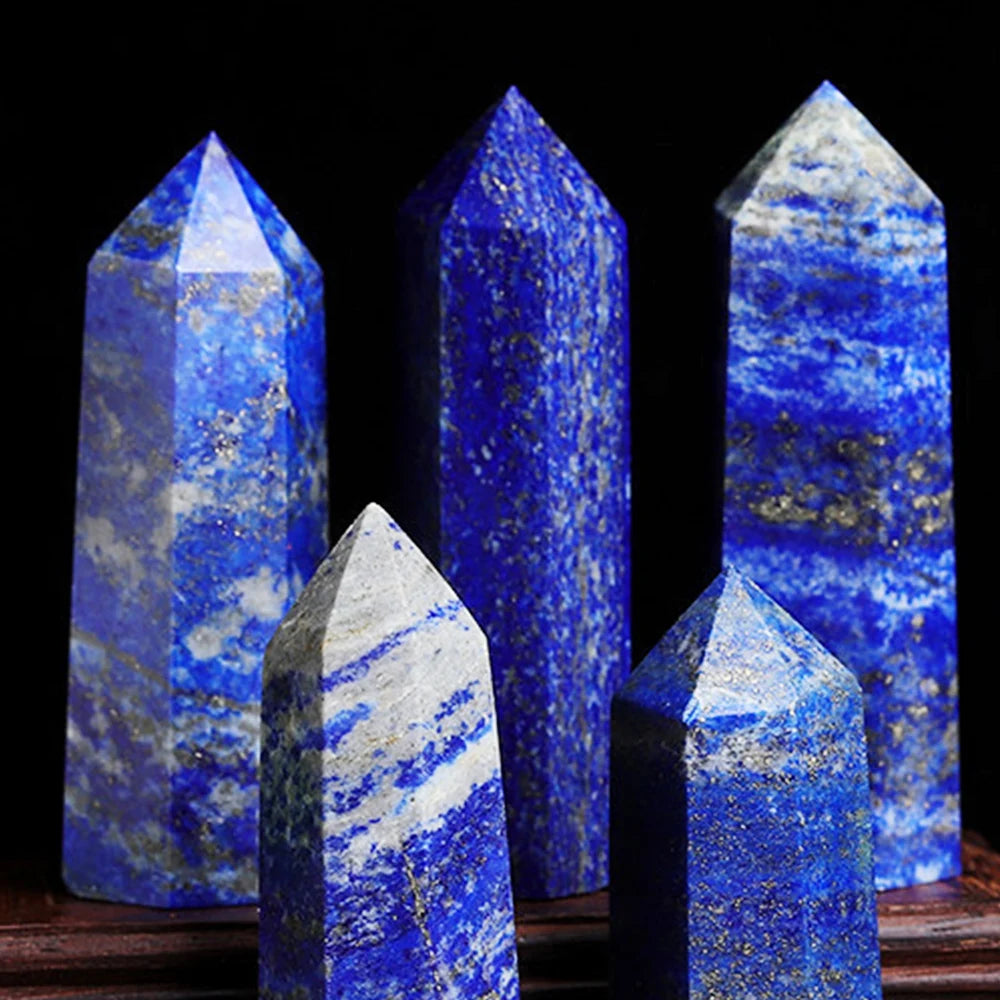 Lapis Lazuli Single Pointed Hexagonal Crystal Tower – Natural Stone Prism for Healing & Home Decor