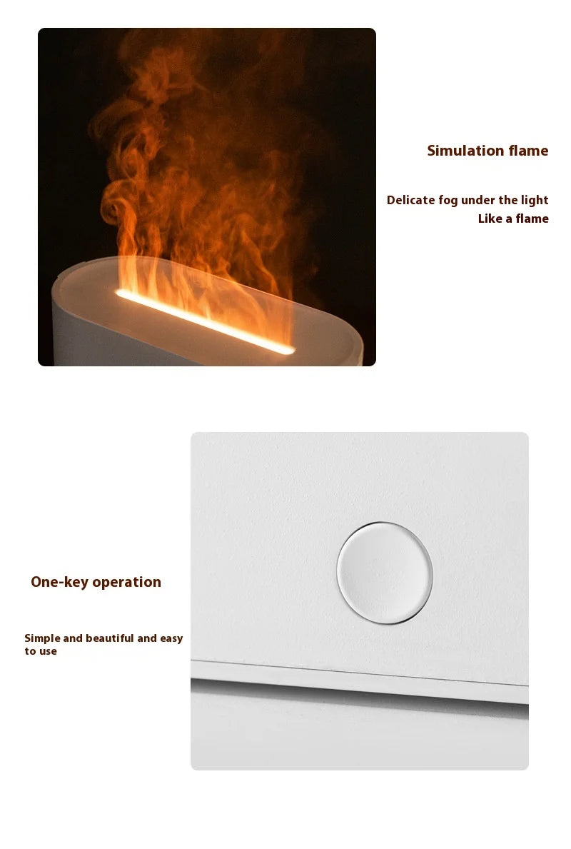 Flame Aroma Diffuser & Humidifier – USB Essential Oil Diffuser with Night Light