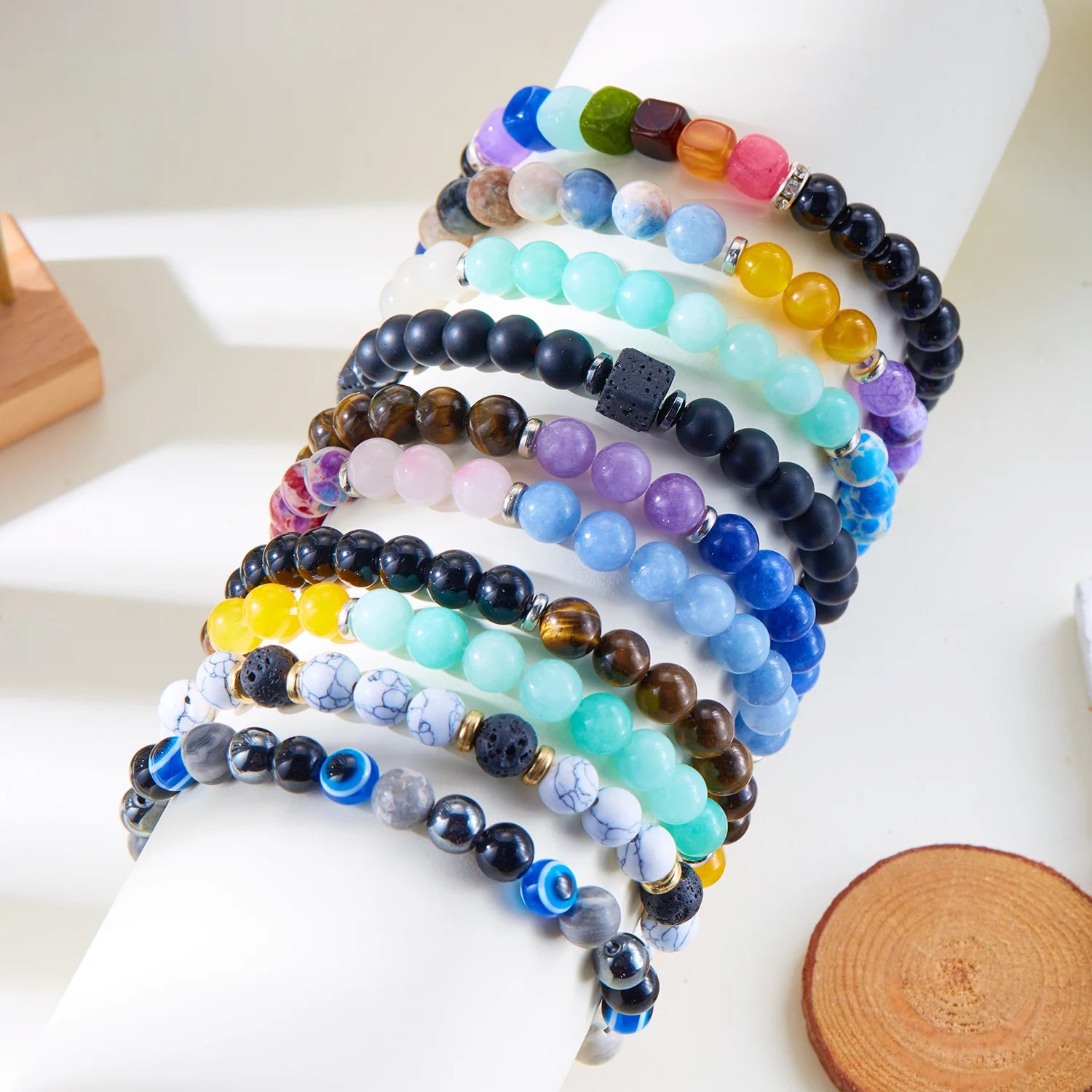 Natural Stone 7 Chakra Energy Bracelet – Good Luck & Protection Jewelry for Men and Women