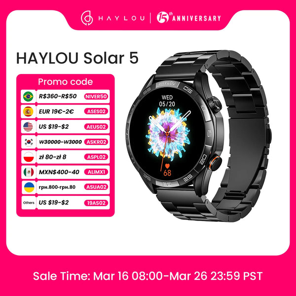 HAYLOU Solar 5 Smartwatch – Voice Calling & 1.58" AMOLED Display