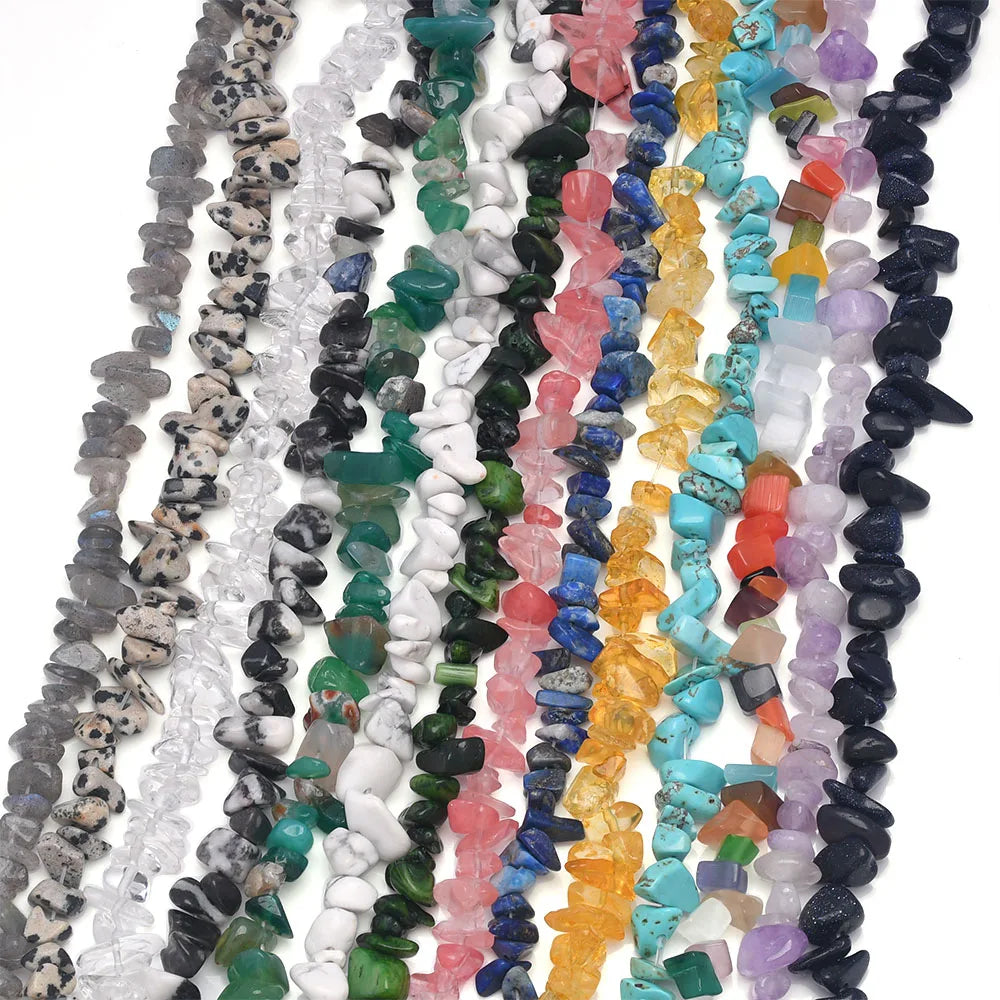 Natural Stone Chip Beads – 5-8mm Irregular Crystal Gravel for DIY Jewelry, 16-Inch (Model HK058)