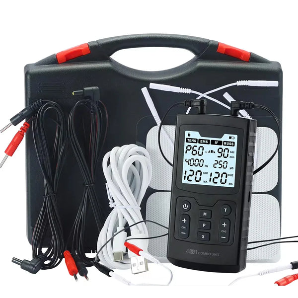 4-in-1 Electric Muscle Stimulator – EMS, IFT, RUSS, and TENS Pulse Physiotherapy Device