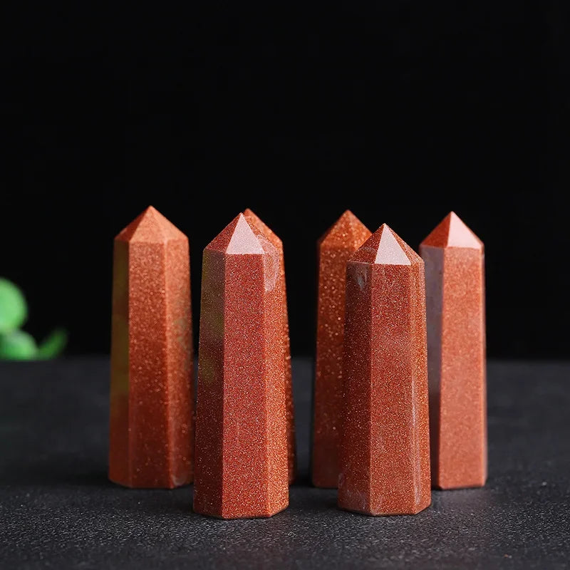 Natural Stone & Crystal Point Wand – Obelisk for Healing, Meditation & Decor