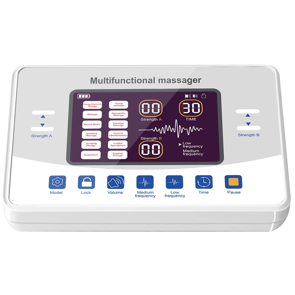 Muscle Stimulator TENS & EMS – Low Frequency Electronic Pulse Massager with Dual Channels & Touch Control - 12-Mode