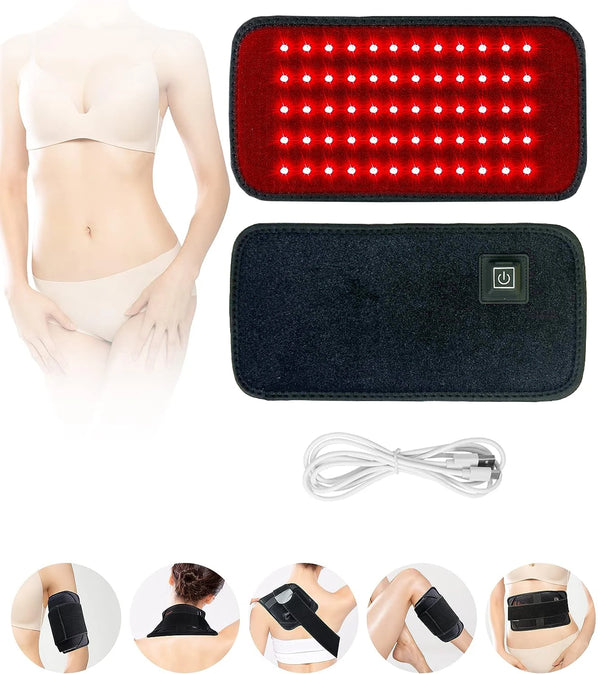 Red & Infrared Light Therapy Belt – 60 LEDs- 660nm & 850nm Slimming Heat Pad for Back, Waist & Full Body Use
