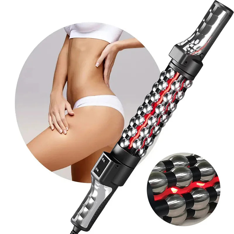 360° Rotating Red Light Heated Massage Roller – Full Body Anti-Cellulite & Muscle Relaxation Device