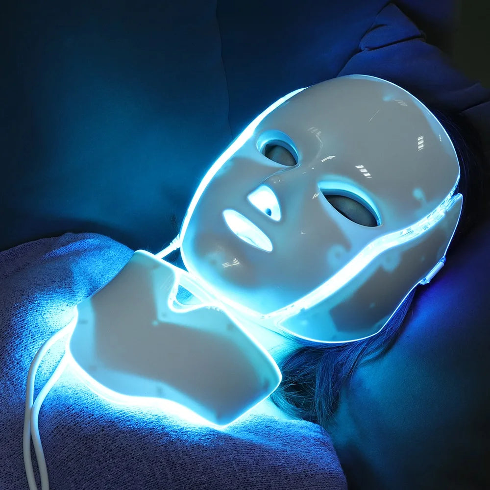 Air Bag 7-Color LED Facial Beauty Mask with Neck Treatment – Skin Rejuvenation, Whitening & Anti-Acne Therapy