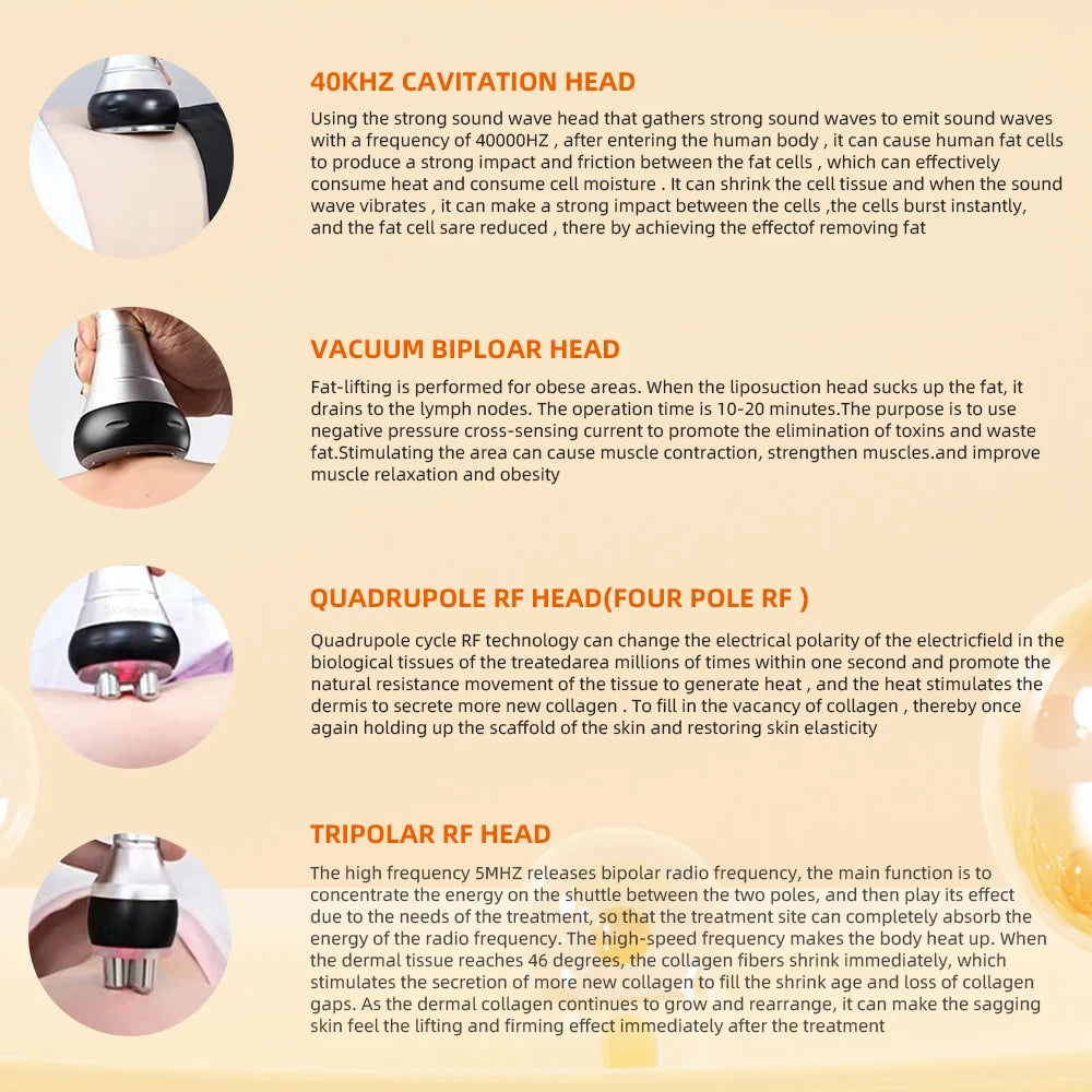 4-in-1 Cavitation Body Slimming & Skin Tightening Machine – Face Lifting, Vacuum Suction, and 40K Beauty Massager