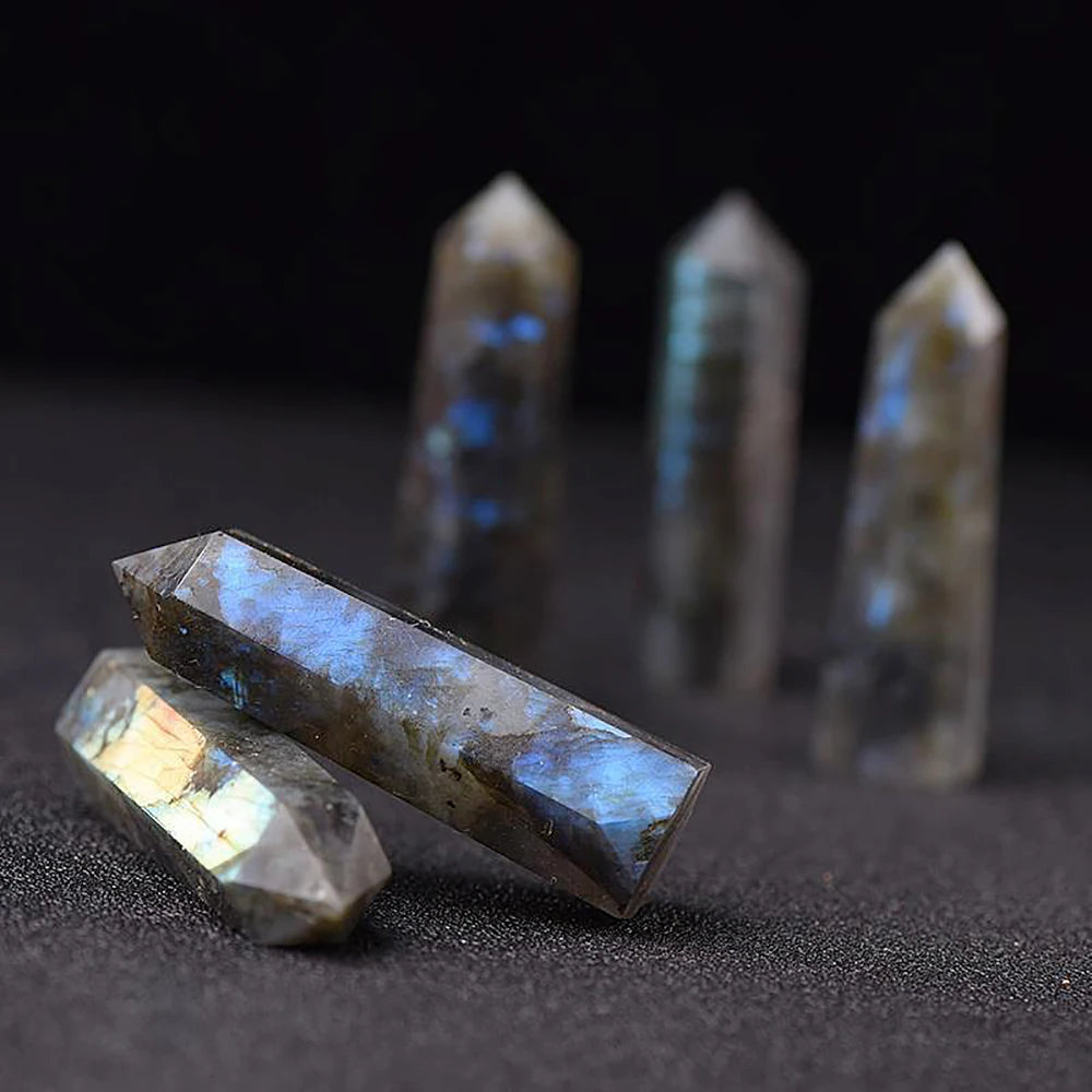 Natural Stone & Crystal Point Wand – Obelisk for Healing, Meditation & Decor