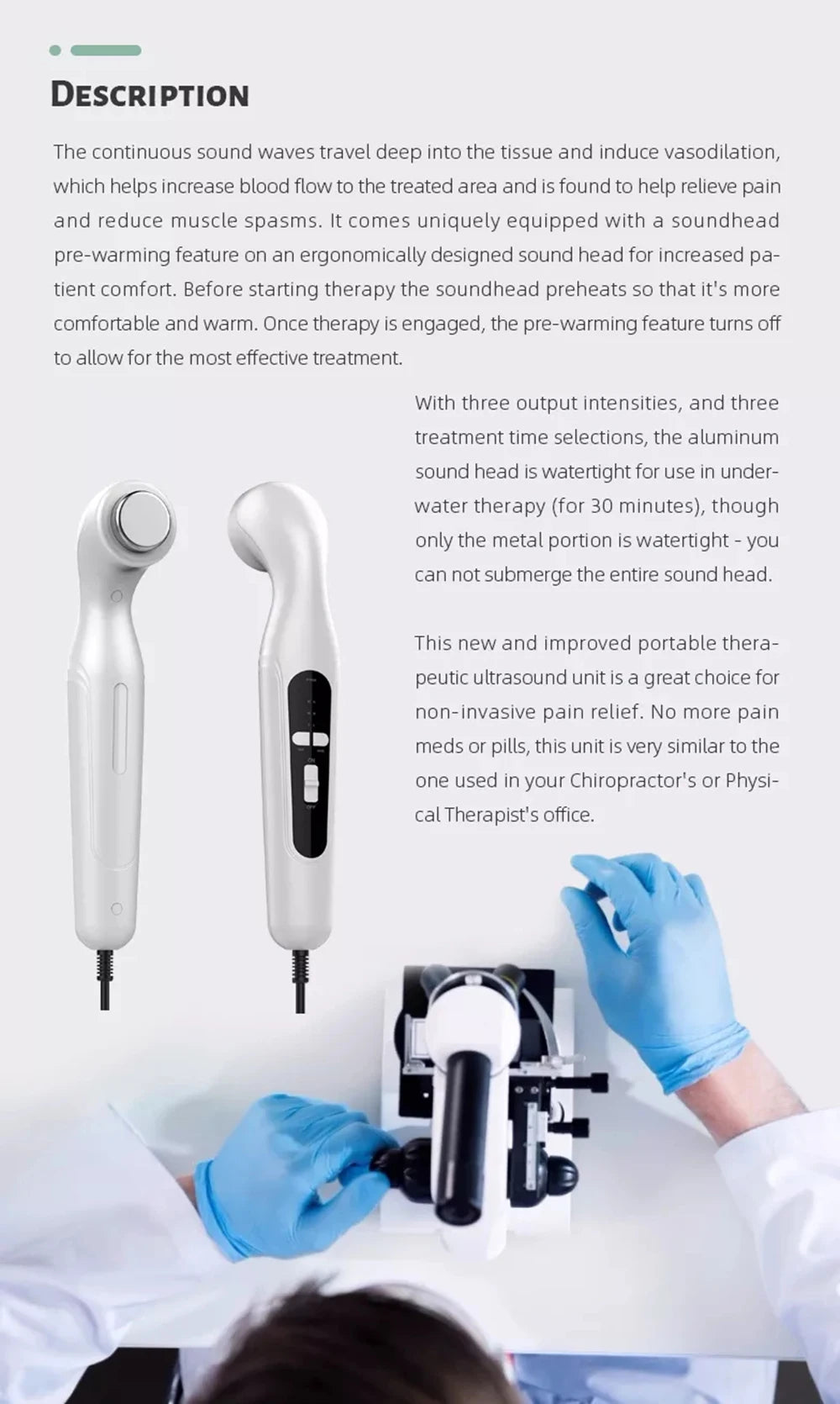 Portable Ultrasound Therapy Device – Pain Relief & Physiotherapy Equipment for Joint and Muscle Support